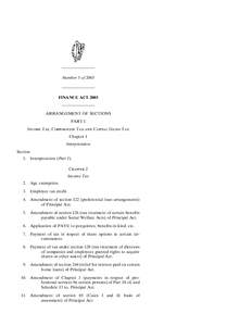 ———————— Number 3 of 2003 ———————— FINANCE ACT 2003 ———————— ARRANGEMENT OF SECTIONS