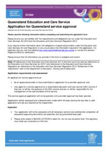 ECS09 Application for Queensland service approval