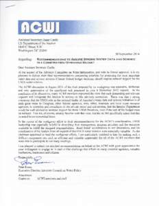 Recommendations to Assure Strong Water Data and Science in a Constrained/Shrinking Budget Adopted 20 August, 2014 Long-term water quantity and quality data collection, especially in critical watersheds, aquifers, and wa