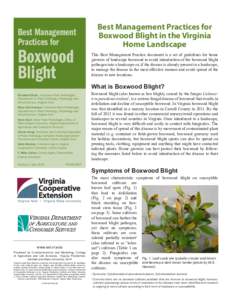 Best Management Practices for Boxwood Blight in the Virginia Home Landscape Best Management Practices for