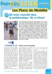 Les Plans de Mobilité  u Un levier essentiel dans la problématique “Air et Climat”