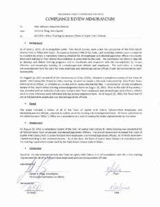 PALM BEACH COUNTY COMMISSION ON ETHICS  COMPLIANCE REVIEW MEMORANDUM To:  Alan Johnson, Executive Director