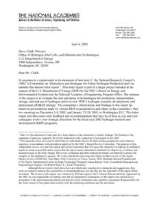 Interim Letter Report from the National Research Council