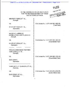 Case 5:11-cv[removed]OLG-JES-XR Document 144  Filed[removed]Page 1 of 5 IN THE UNITED STATES DISTRICT COURT FOR THE WESTERN DISTRICT OF TEXAS