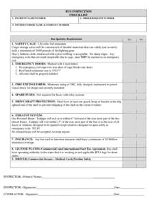 BUS INSPECTION CHECKLIST 1. INCIDENT NAME/NUMBER 2. ORDER/REQUEST NUMBER