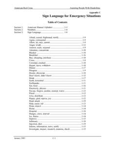 American Red Cross  Assisting People With Disabilities Appendix C  Sign Language for Emergency Situations