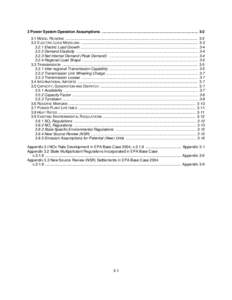 POWER SYSTEM OPERATION ASSUMPTIONS