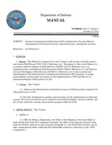 DoD Manual[removed], Volume 3, October 19, 2012