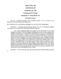 PUBLIC ACTS, 1999 CHAPTER NO. 308 HOUSE BILL NO[removed]By Representative Fowlkes Substituted for: Senate Bill No. 557 By Senator Cooper