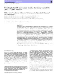 Mon. Not. R. Astron. Soc. 403, L89–L93[removed]doi:[removed]j[removed]00821.x Unveiling the hard X-ray spectrum from the ‘burst-only’ source SAX J1753.5−2349 in outburst