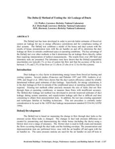 The Delta Q Method of Testing the Air Leakage of Ducts