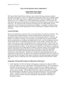 Agreement: Tupelo Public School District, Tupelo, Mississippi: OCR Docket #[removed]September 25, 2014 (PDF)