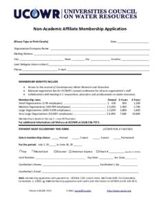          Non‐Academic Affiliate Membership Application 