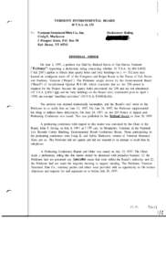 VERMONT ENVIRONMENTAL BOARD 10 V.S.A. ch. 151 Re: Vermont Structural Slate Co., Inc. Craig E. Markcrow 3 Prospect Street, P.O. Box 98 Fair Haven, VT 05743