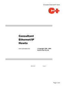 Consultant Ethernet/IP Howto  Consultant Ethernet/IP Howto © Copyright[removed]