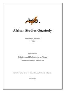 African Studies Quarterly Volume 1, IssueSpecial Issue