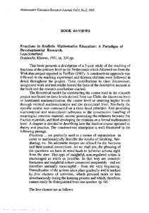 Mathematics Education Research Journal, Vol.3,No.2, [removed]BOOK REVIEWS Fractions in Realistic Mathematics Education: A Paradigm of Developmental Research.