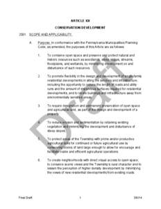 ARTICLE XX CONSERVATION DEVELOPMENT[removed]SCOPE AND APPLICABILITY. A.  Final Draft