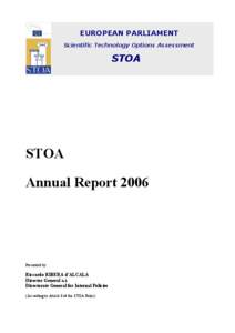 EUROPEAN PARLIAMENT Scientific Technology Options Assessment STOA  STOA