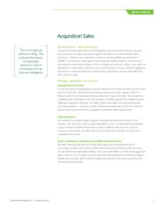 DATA S H E E T  Acquisition Sales This is no longer just outbound calling – this is about a framework