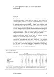 II. Developments in the advanced industrial economies Highlights Despite significant policy stimulus in the advanced industrial countries, output recovered only modestly in[removed]Table II.1). Household spending remained