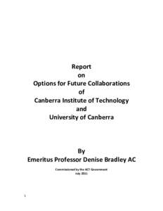 Report on Options for Future Collaborations of Canberra Institute of Technology and