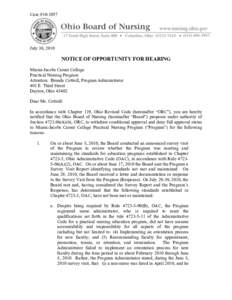 Case #July 30, 2010 NOTICE OF OPPORTUNITY FOR HEARING Miami-Jacobs Career College