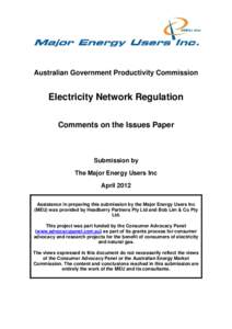 Submission 11 - Major Energy Users - Electricity Network Regulation - Public inquiry