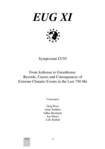 EUG XI  Symposium CC03 From Icehouse to Greenhouse: Records, Causes and Consequences of