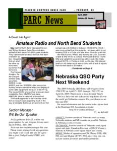 PIONEER AMATEUR RADIO CLUB  - FREMONT, NE April, 2009  PARC News