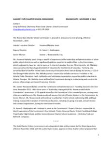 Illinois State Charter School Commission Restructuring Announced, Effective Nov. 1, 2014