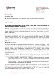 Acciona Energy Oceania Pty Ltd Level 12, 2 Southbank Boulevard Southbank Victoria 3006 Australia Tel: +[removed]Fax: +[removed]