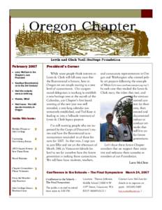 February[removed]L E WIS & CLA R K T RAIL H ERITA GE FOUNDA TION- -ORE GON CHA PT ER Oregon Chapter—Lewis & Clark Trail Heritage Foundation