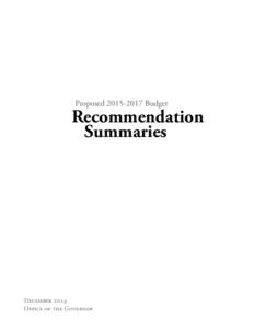 Proposed[removed]Budget  Recommendation Summaries  December 2014