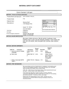 MATERIAL SAFETY DATA SHEET  Cerium Standard 1,000 ppm SECTION 1 . Product and Company Idenfication  Product Name and Synonym: