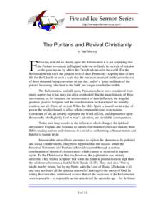 Puritanism / Puritans / Puritan / William Perkins / Laurence Chaderton / Richard Sibbes / Richard Baxter / John Owen / English Reformation / Christianity / Protestantism / Demonologists