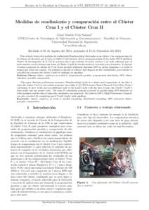 Revista de la Facultad de Ciencias de la UNI, REVCIUNI–16  Medidas de rendimiento y comparaci´ on entre el Cl´ uster Cruz I y el Cl´