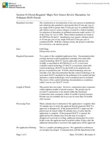 Section (9) Permit Required: Major New Source Review Hazardous Air Pollutant (HAP) Permit