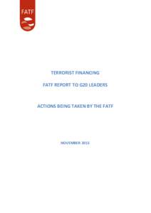 TERRORIST FINANCING FATF REPORT TO G20 LEADERS ACTIONS BEING TAKEN BY THE FATF  NOVEMBER 2015