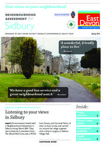 Your views on your neighbourhood neighbourhood assessment for Sidbury produced by east devon district council’s environmental HealtH team