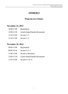 International Conference on Applied & Theoretical Information Systems Research (Taipei, November 23-24, 2013) ATISR2013 Program at-a-Glance