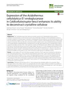 Expression of the Acidothermus cellulolyticus E1 endoglucanase in Caldicellulosiruptor bescii enhances its ability to deconstruct crystalline cellulose