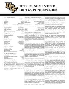 2013 UCF M Soccer Quick Facts.indd