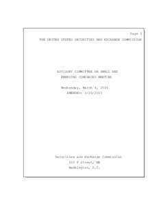 Advisory Committee on Small and Emerging Companies -- March 4, 2015, Meeting Transcript