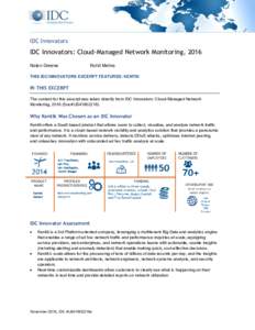 IDC Innovators  IDC Innovators: Cloud-Managed Network Monitoring, 2016 Nolan Greene  Rohit Mehra