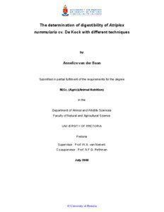 The determination of digestibility of Atriplex nummularia cv. De Kock with different techniques