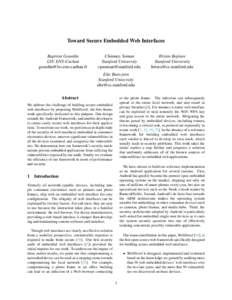 Toward Secure Embedded Web Interfaces Baptiste Gourdin LSV ENS-Cachan [removed]  Chinmay Soman