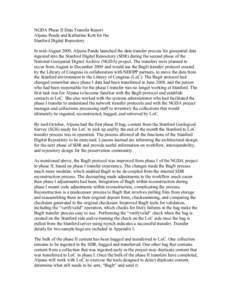 NGDA Phase II Data Transfer Report Alpana Pande and Katherine Kott for the Stanford Digital Repository In mid-August 2009, Alpana Pande launched the data transfer process for geospatial data ingested into the Stanford Di