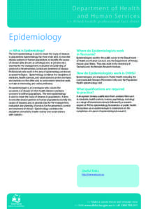 Department of Health and Human Services >> Allied health professional fac t sheet  Epidemiology