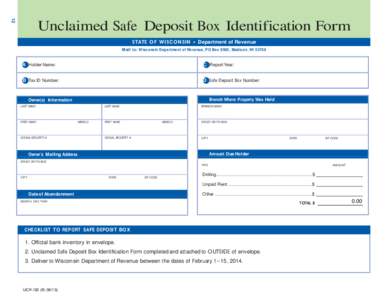 September 2013 UCP-120 Unclaimed Safe Deposit Box Identification Form